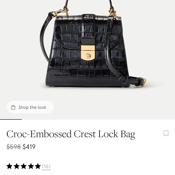 Veronica Beard Croc-Embossed Crest Lock Bag - Picture 2 of 12